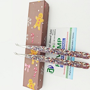 Pince à épiler de précision en acier inoxydable à 45 degrés pour faux cils, emballage en boîte à thème dollar, pince à épiler pour extensions de cils - Product Image 4