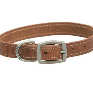 ปลอกคอสุนัขหนังแท้แบบแบนกันน้ำดีไซน์แบบทนทานปลอกคอสัตว์เลี้ยงทำจากผักธรรมชาติ - Product Image 3