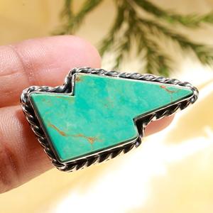Luxury <b>Silver</b> Plated Fancy Shape Turquoise Gemstone Bezel <b>Set</b> Classic Style <b>Ring</b> Handcrafted for Parties Certified - Product Image 1