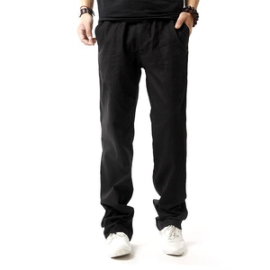 Hot Wholesale Plus Size Men's Spring Cotton Linen Mid Waist Lightweight Drawstring Closure <b>Waterproof</b> <b>Trousers</b> Casual Straight - Product Image 4