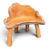 Fauteuil de salon rustique en racine de teck massif, forme naturelle, mobilier d'intérieur antique, avec coussin amovible, pour la maison