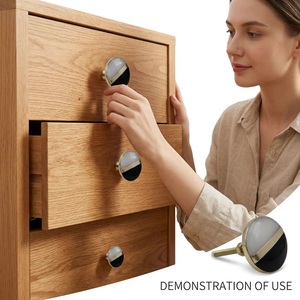 Modern Ivory Bone Horn Brass Wood Knob with <b>Gold</b> Stripe and Brass <b>Pull</b> for Wardrobe Dresser <b>Drawer</b> & Bedroom Cabinet - Product Image 2