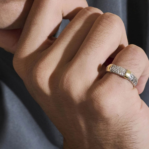 Anillo de Eternidad de Diamantes en Oro de 18K de Lujo, Corte Brillante Redondo, Diseño Geométrico, Joyería Fina Unisex - Product Image 3