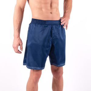 Shorts de bain pour homme, bleu marine uni, taille élastique, séchage rapide, tissu satiné, vêtements de bain décontractés - Product Image 5