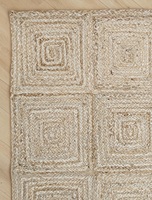 HARI ENTERPRISES Handgewebter Natürlicher Jute-Teppich mit Niedrigem Flor, Dünner Flächenteppich mit Geometrischem Rautenmuster |   Umweltfreundlicher Geflochtener Boho-Teppich