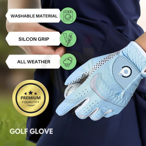Gants de golf unisexes pour gaucher en cuir Cabretta, antidérapants, respirants, légers, avec fermeture auto-agrippante et impression en relief - Product Image 1