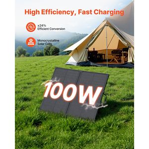 Pannello Solare Monocristallino Pieghevole Portatile 100W, Caricatore con Efficienza 24%, Impermeabile IP67, Tipo N, 16BB, Telaio 100% Nuovo - Product Image 2