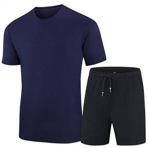Nouveauté : Ensemble décontracté deux pièces pour homme, été, col rond, t-shirt à manches courtes, couleur unie, tricoté, séchage rapide, ensemble short - Product Image 4