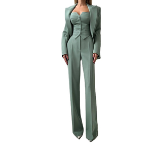Latest Model Plain Formal Business for Womens Comfortable Wedding Wear Two Pieces Polyester Blazers Dress Pant Coat Tuxedo <b>Suits</b> - Product Image 4