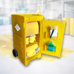 Yellow Chemical Spill Response Kit with Wheelie Cart 100L Emergency Absorbent Kit for Factory Warehouse Workshop - Product Image 1