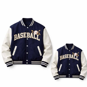 Veste de baseball en satin personnalisable de haute qualité, style universitaire, col rabattu, sublimation, coupe-vent, broderie en peau de mouton - Product Image 2