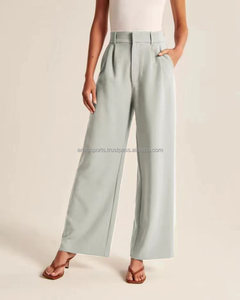 Straight High-Waisted Full-Length Women's Corduroy Formal <b>Trousers</b> Regular Fit <b>Elastic</b> <b>Waist</b> Breathable Eco-Friendly Custom - Product Image 6