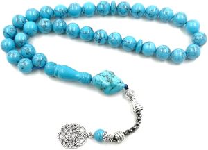 resin Tasbih Natural Turquoise Muslim prayer bead men <b>Eid</b> <b>Gift</b> Islamic Misbaha Rosary Beads Bracelet (8mm x 33 beads) - Product Image 4