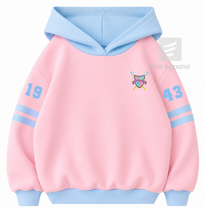 เสื้อฮู้ดดี้ชมรมแกมมา ไพ เดลต้า แบบสั่งทำพิเศษ ปักโลโก้ด้านหน้า สีฟ้าและชมพู แขนสั้น ผ้าฝ้าย สำหรับผู้หญิง - Product Image 1