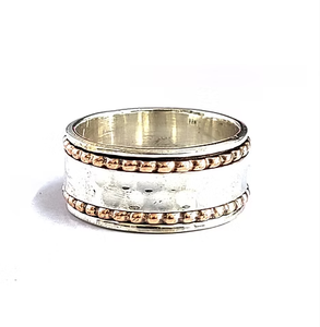 <b>Spinner</b> <b>Ring</b> 925 Sterling Silver Two Tone Wide Band Boho Jewelry Unisex Best for Gifts Wear Daily & Any Occasion - Product Image 3