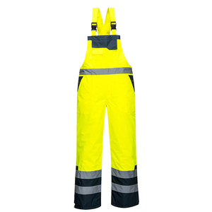 <b>Men</b> Hi Visibility Bib <b>Overalls</b> Polyester Workwear with Reflective Stripes and Adjustable Buckles - Product Image 2