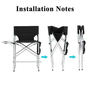 Sedia da Regista in Tubo di Ferro Bianco Argento 103*60*499cm, Capacità 120kg, Superficie in Tessuto Nero, Struttura in Ferro Verniciato a Spruzzo, Capacità 120kg - Product Image 4