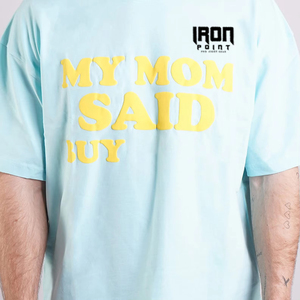 T-shirt décontracté à manches courtes bleu clair pour homme, col rond imprimé lettres, personnalisable - Product Image 2