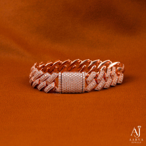 Bracelet en moissanite plaqué or rose AARVA JEWELS, chaîne géométrique, luxe, unisexe, à porter tous les jours - Product Image 4