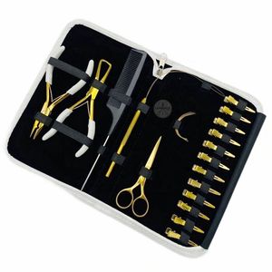 Luminex Hair Extension Tool Kit Gold Plated Metal Pliers Scissors Combs For Installation And <b>Removal</b> - Product Image 1