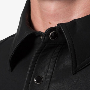เสื้อเชิ้ตแขนสั้นลำลองคุณภาพสูงสำหรับผู้ชาย OEM ปรับแต่งได้ ระบายอากาศได้ดี หนังแท้ กันน้ำ สวมใส่สบาย เหมาะสำหรับฤดูหนาว - Product Image 5
