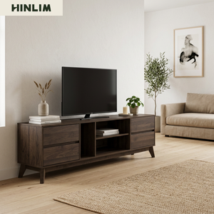 Durable Minimalist Cocoa Walnut Colour HIRADO 1.8M Scandinavian <b>TV</b> <b>Cabinet</b> Elegant <b>Dark</b> <b>Wood</b> Media Stand for Luxury Bedroom - Product Image 5