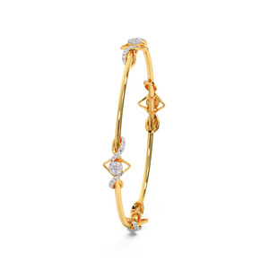 <b>Infinity</b> Wave Diamond Station Gold Bangle with Round Lab Grown Diamonds - Product Image 4