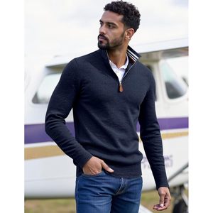 Suéter Personalizado para Hombre, Estilo Casual, con Cierre de Cremallera de un Cuarto, Manga Larga, Tejido de Punto Otoñal, con Función Antiarrugas y Decoración con Estampado - Product Image 1