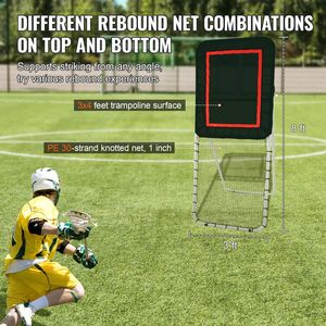 Schermo di allenamento pieghevole nero 3x8 Ft angolo regolabile Lacrosse rimbalzo indietro muro di ritorno Softball per la pratica all'aperto - Product Image 3