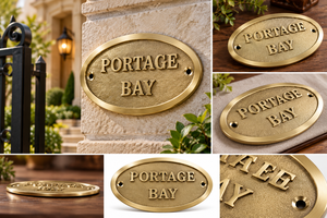 Solid Brass House Plaque Custom Oval Brass <b>Name</b> <b>Plate</b> Vintage Style Metal Door Sign Personalized Cabin House Nameplate Rustic - Product Image 5