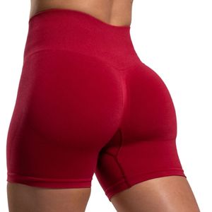 Shorts de sport sans couture taille haute pour femme, rouge, à compression, pour la gym, le fitness et l'entraînement, extensibles, bas de tenue de sport - Product Image 5