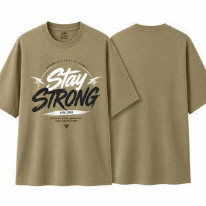 เสื้อยืดคอกลมแขนสั้นสีเขียวมะกอกสำหรับผู้ชาย ทรงปกติ ผ้าเทอร์รี่ 100% คอตตอน เป็นมิตรกับสิ่งแวดล้อม สไตล์ลำลอง พิมพ์ลายด้วยเทคนิคฮีททรานเฟอร์ - Product Image 1