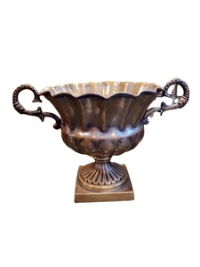 Modern Luxury Brass Footed Urn Vase Ornate Handled Compote Centerpiece Wedding Hotel Decor Custom Logo OEM Wholesale India - Product Image 2