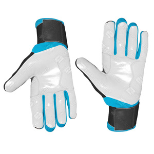 Guantes de Bateo de Béisbol Profesionales de Cuero SAAR INDUSTRIES, Negro/Blanco/Azul, Ambidiestros, Cierre de Gancho y Bucle, Soporte para Muñeca - Product Image 3