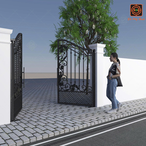 Puerta Metálica de Doble Hoja Estilo Europeo KHP, Recubierta con Polvo, Puerta Batiente Resistente para Uso Exterior en Villas - Product Image 3