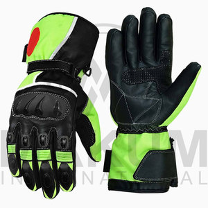 Guantes de Carreras de Cuero Completos, Negros y Verde Lima, con Correa de Muñeca Ajustable, Antideslizantes, Unisex, para Motocross al Aire Libre - Product Image 2