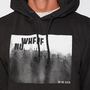 Sudadera con capucha extragrande personalizada al por mayor para hombre, 100% algodón, manga larga, informal, con logo impreso. - Product Image 3