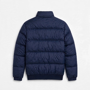 Blouson bomber unisexe bleu marine épais coupe-vent en coton matelassé à col montant brodé zippé décontracté printemps - Product Image 3