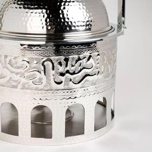 Stainless Steel Oriental Casserole Food Warmer with Dome <b>Lid</b> and Handle Round Design Polished Finish Insulated Serving Dish - Product Image 4