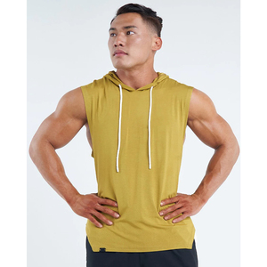 Hoodie sans manches pour homme, en coton, pour le fitness, la course à pied, la gym et l'entraînement - Product Image 1