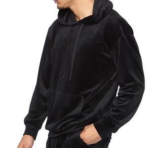 Top Design 2025 gros personnalisé velours survêtement hommes solide noir maternité vêtements de sport sweats à capuche 100% coton - Product Image 5