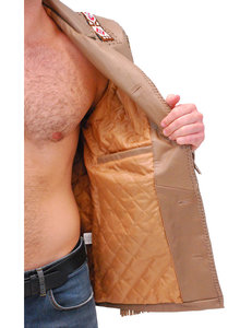 Veste en cuir de cow-boy western pour homme, couleur tan, à longues franges et perles, style Rodeo Ranch vintage, style country, vente en gros de vêtements western - Product Image 5