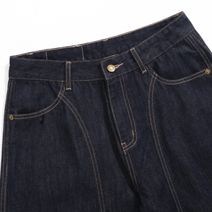 High Quality Denim Heavyweight Sun Faded Spry Wash Dark Baggy Straight Pants Custom Distressed Stacked <b>Wide</b> <b>Leg</b> <b>Jeans</b> <b>Men</b> - Product Image 6