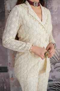Conjunto Coordinado Blanco Estilo Fishy de Viscosa Georgette, Conjunto Coordinado Elegante y con Clase para Usar en Verano, Conjunto Coordinado de Viscosa Georgette Sólida - Product Image 3