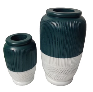 Décoration de maison et de jardin artisanale Grande ferme moderne Blanc et sarcelle Vendable 100% Vase indien en bois de manguier pots de fleurs et jardinières - Product Image 1