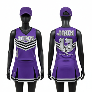 Maillot de cheerleading pour femmes, tissu polyester haute performance 180 GSM, bleu royal, blanc, or, panneau chevron, logo personnalisé par sublimation - Product Image 6