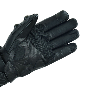 Black Motorcycle Riding <b>Gloves</b> with Hard <b>Knuckle</b> Protection Long Cuff Wrist Strap Full Finger Wholesale OEM - Product Image 4