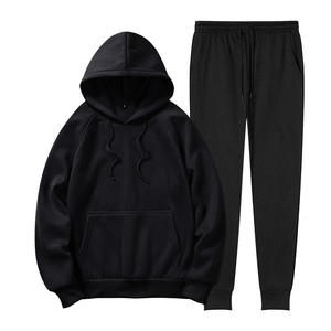 Custom Double <b>Knit</b> Sweat Suit Premium Cotton Blend Hoodie Jogger <b>Set</b> OEM Apparel Manufacturer Private Label Wholesale - Product Image 4