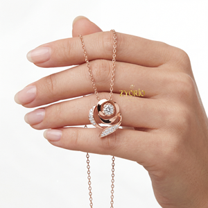 Collar con Colgante de Diamantes en Oro Rosa para Mujer, Cadena de Eslabones para Compromiso, Boda, Aniversario y Regalo - Chapado en Oro de Lujo - Product Image 4