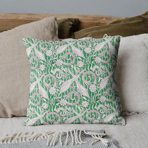 Premium Quality Block Print <b>Green</b> Square Slip <b>Cover</b> in Cotton with Vintage Indian Designs 20x20 Square Pillowcase for Sofa - Product Image 3
